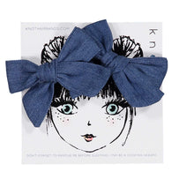 Load image into Gallery viewer, DENIM MINI CLIP SET - KNOT Hairbands