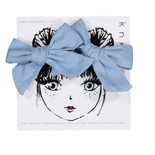 Load image into Gallery viewer, DENIM MINI CLIP SET - KNOT Hairbands