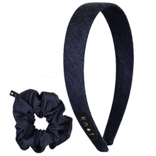 Load image into Gallery viewer, JEAN HEADBAND &amp; SCRUNCHIE SET - KNOT Hairbands