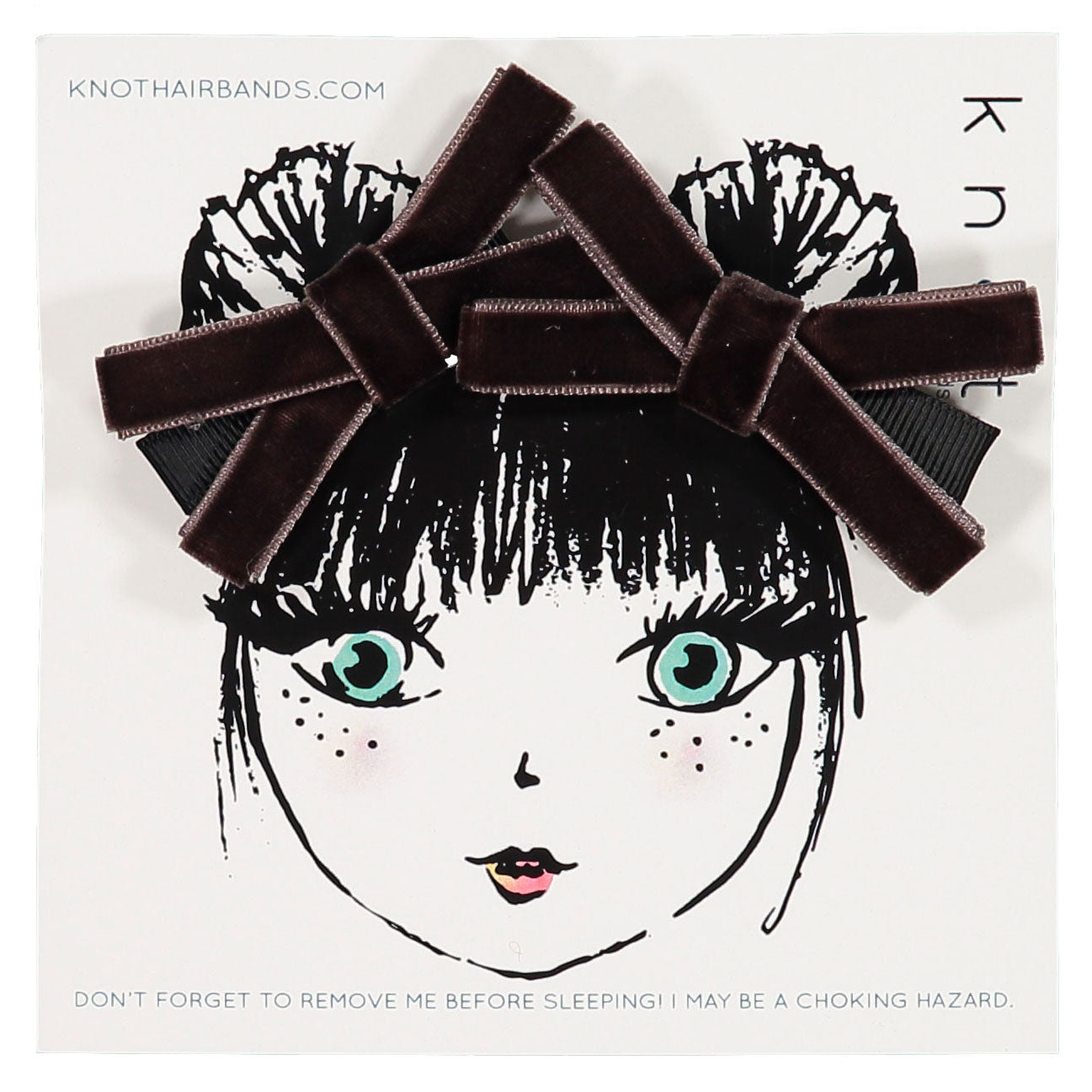 VELVET RIBBON MINI CLIP SET // Cocoa - KNOT Hairbands