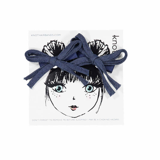 INDIGO DENIM BOW SET - KNOT Hairbands