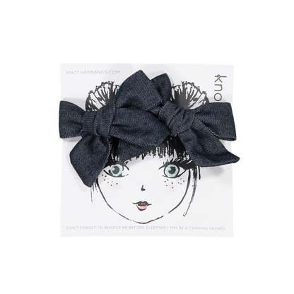 VINTAGE DENIM BOW CLIPS - KNOT Hairbands