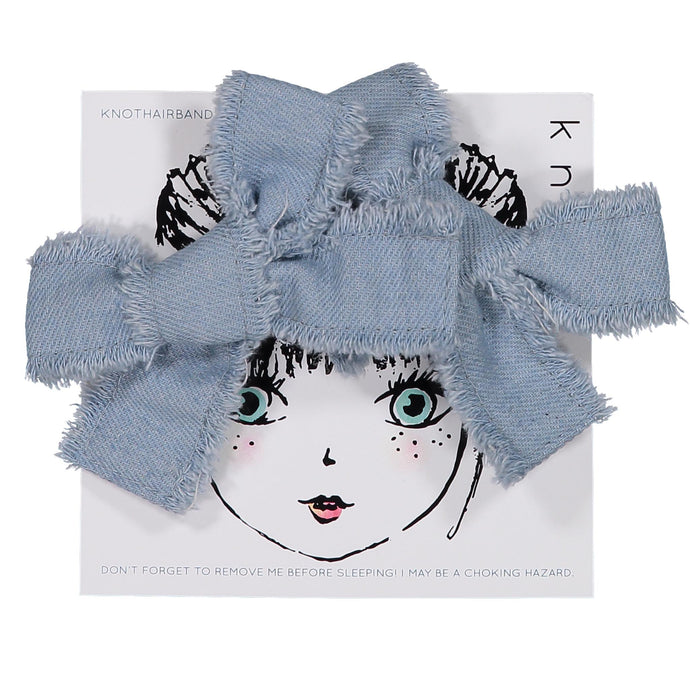 FROSTED DENIM MINI BOW CLIP SET - KNOT Hairbands