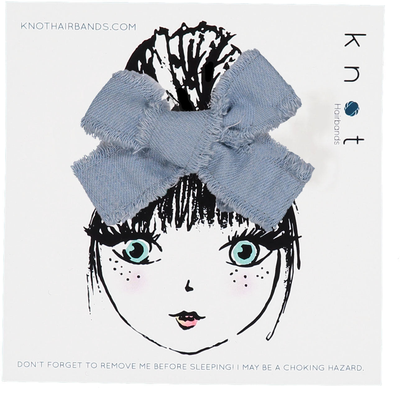 FROSTED DENIM MINI BOW CLIP SET - KNOT Hairbands