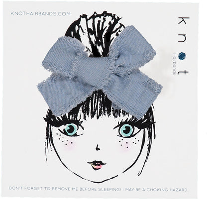 FROSTED DENIM MINI BOW CLIP SET - KNOT Hairbands