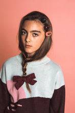 Load image into Gallery viewer, SWEATER BOW CLIP // Burgundy - KNOT Hairbands