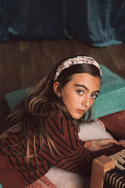YARN KNIT HEADBAND // Gold + Pearl Mix - KNOT Hairbands