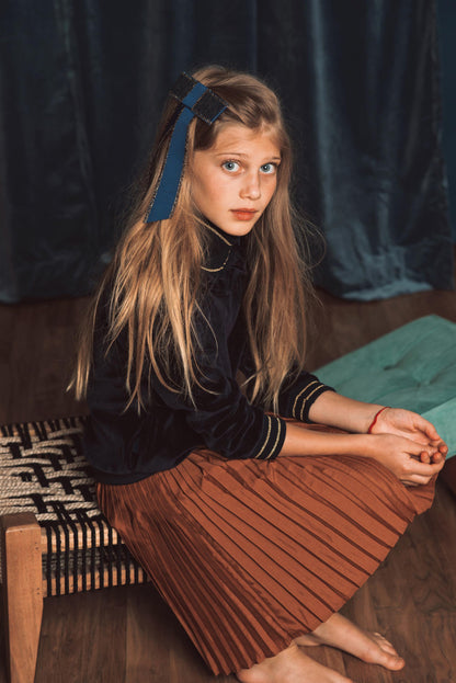 METALLIC FRINGE BOW CLIP // Almond + Silver - KNOT Hairbands