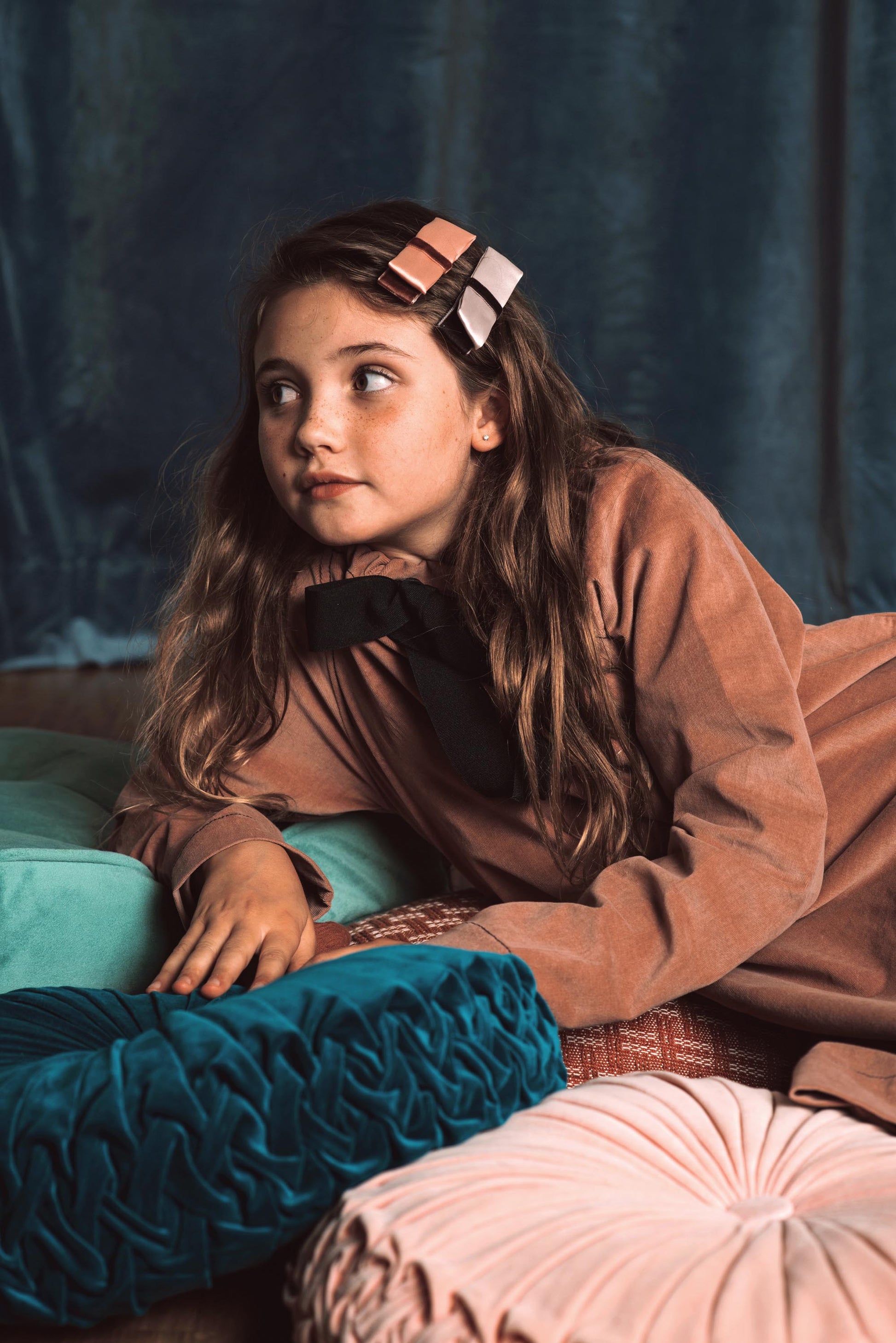 SILK + VELVET RIBBON BOW CLIP // Sunset // MINI - KNOT Hairbands