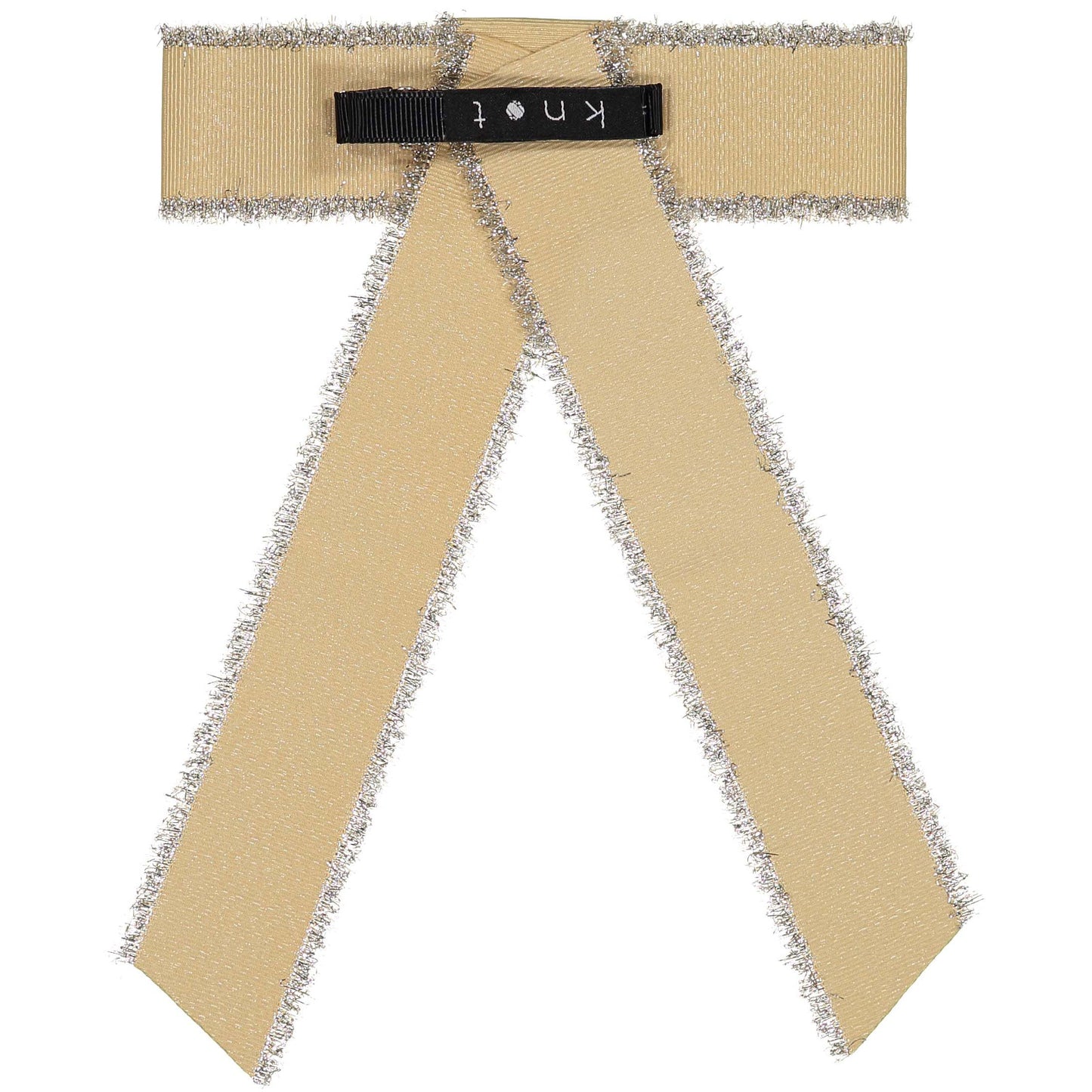METALLIC FRINGE BOW CLIP // Almond + Silver - KNOT Hairbands