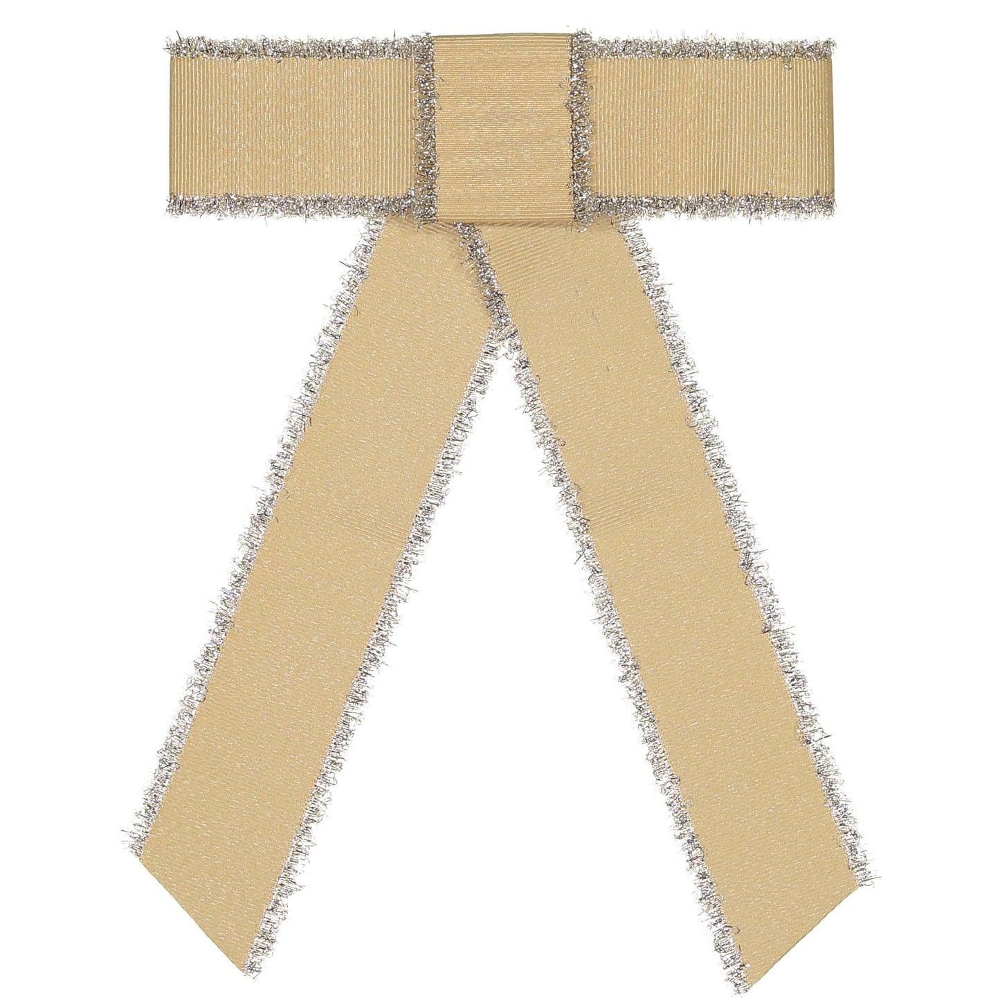 METALLIC FRINGE BOW CLIP // Almond + Silver - KNOT Hairbands