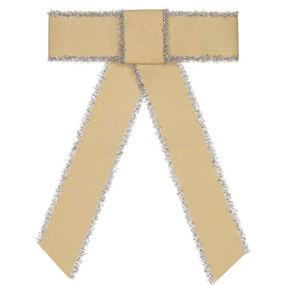 METALLIC FRINGE BOW CLIP // Almond + Silver - KNOT Hairbands