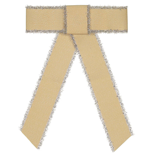 METALLIC FRINGE BOW CLIP // Almond + Silver - KNOT Hairbands