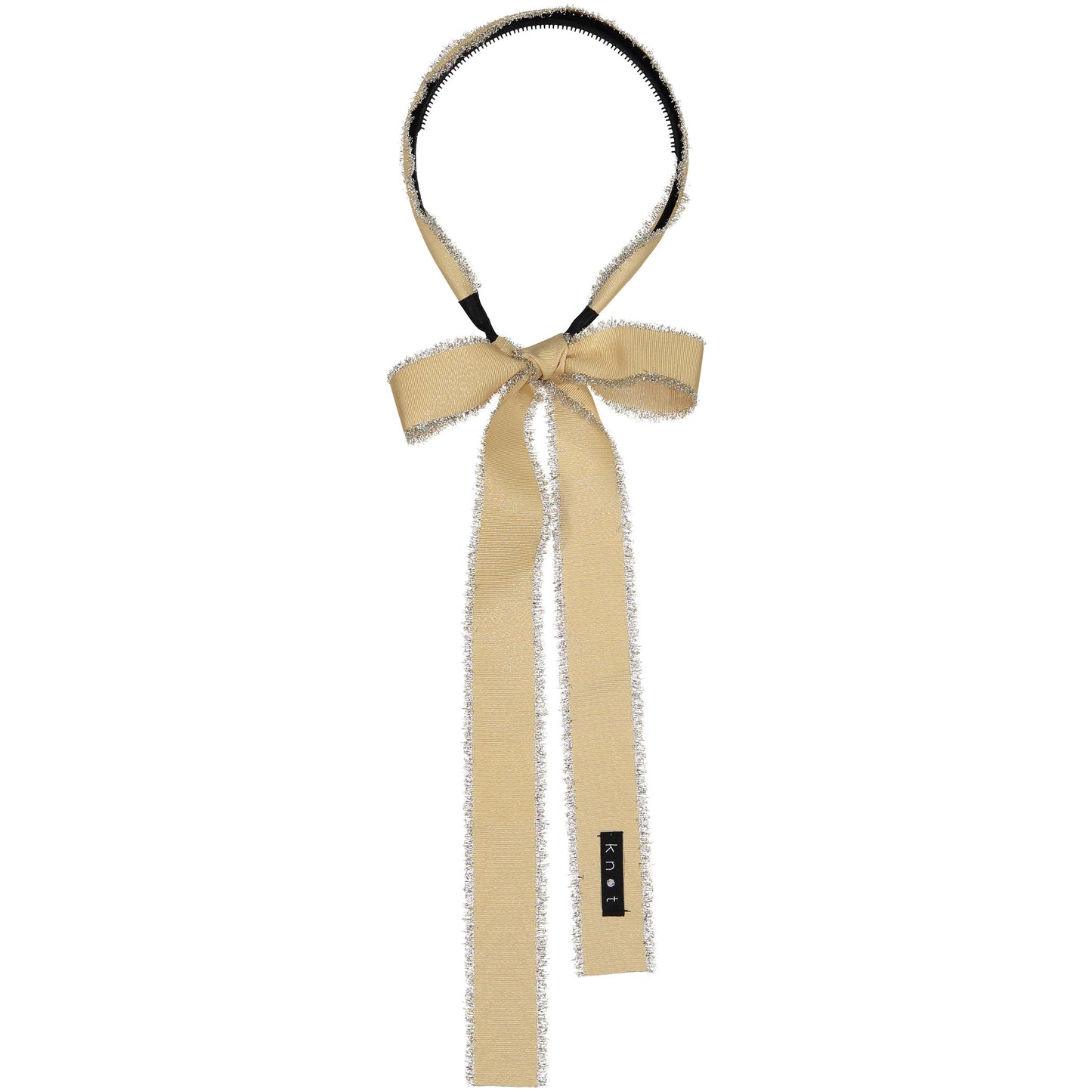 METALLIC FRINGE HEADBAND // Almond + Silver - KNOT Hairbands