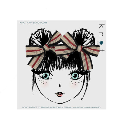STRIPE BOW MINI CLIP SET - KNOT Hairbands