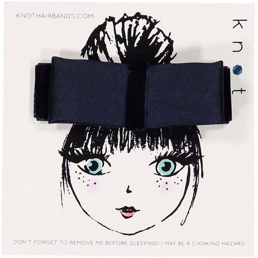 SILK + VELVET RIBBON BOW CLIP // Midnight Navy // MINI - KNOT Hairbands