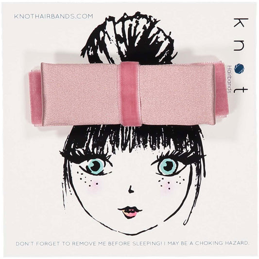 SILK + VELVET RIBBON BOW CLIP // Puff Pink // MINI - KNOT Hairbands