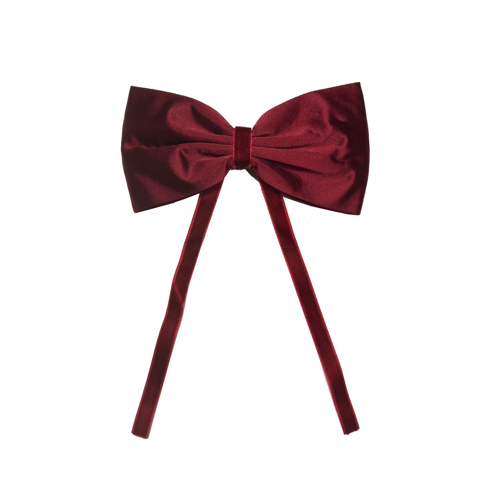 SILK + VELVET RIBBON BOW CLIP // Burgundy // YOUTH - KNOT Hairbands