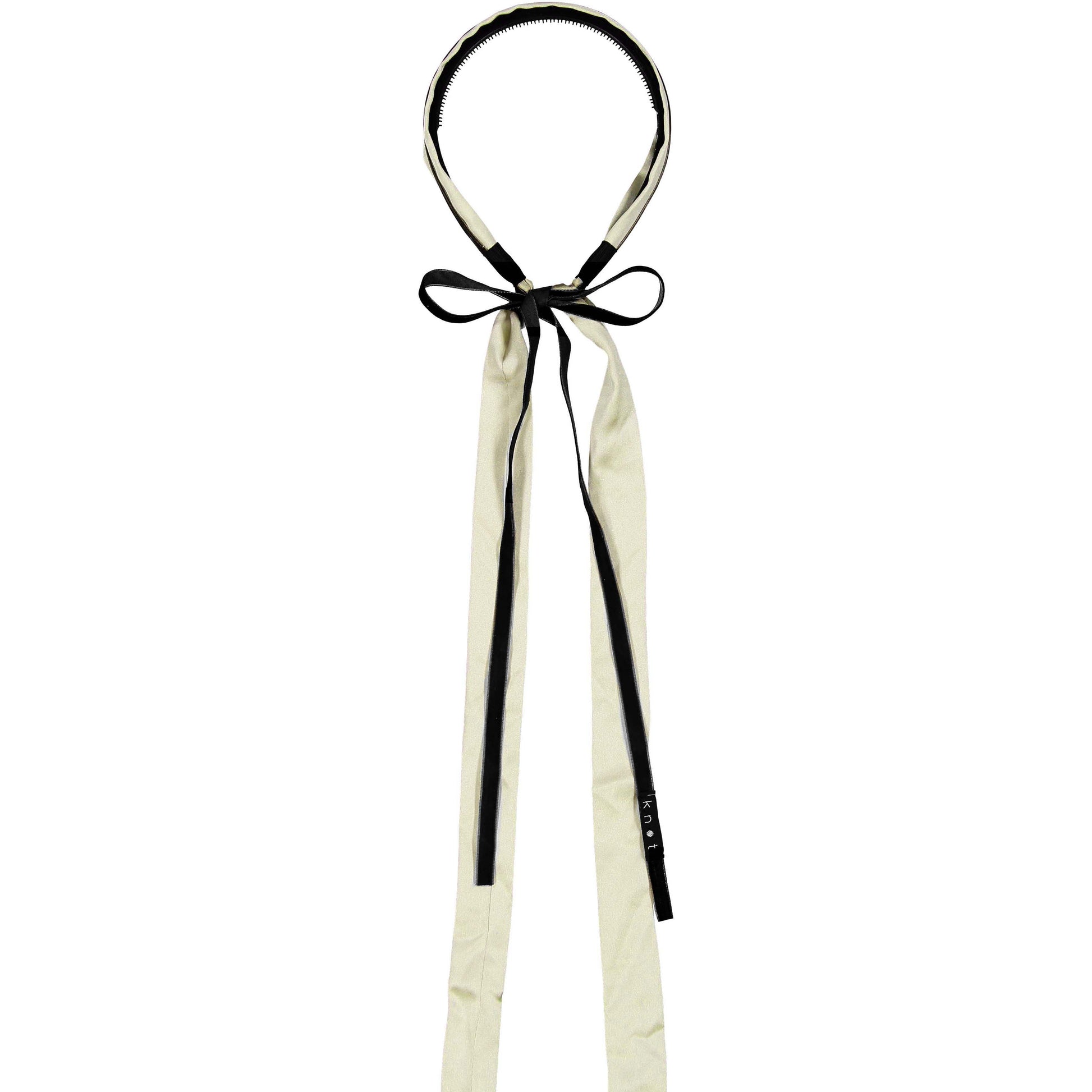 SILK + VELVET RIBBON HEADBAND // Pearl White - KNOT Hairbands