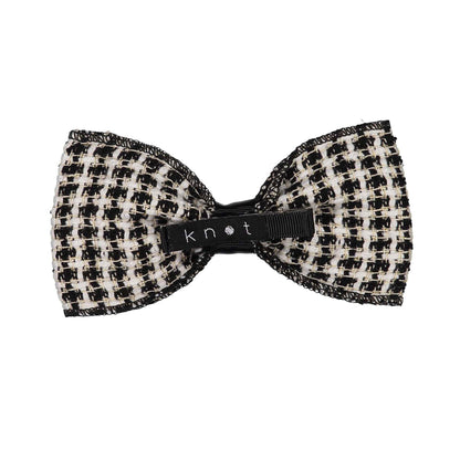 TWEED BOW CLIP // Black + Pearl Weave - KNOT Hairbands