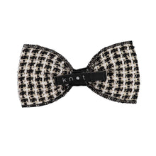 Load image into Gallery viewer, TWEED BOW CLIP // Black + Pearl Weave - KNOT Hairbands