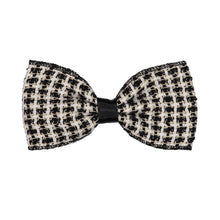 Load image into Gallery viewer, TWEED BOW CLIP // Black + Pearl Weave - KNOT Hairbands