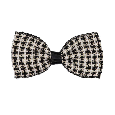 TWEED BOW CLIP // Black + Pearl Weave - KNOT Hairbands