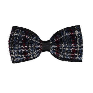 TWEED BOW CLIP // Midnight Navy Weave - KNOT Hairbands